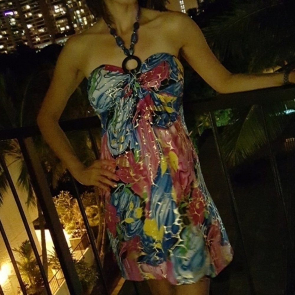 Multicolor Strapless Dress - Picture 5 of 5